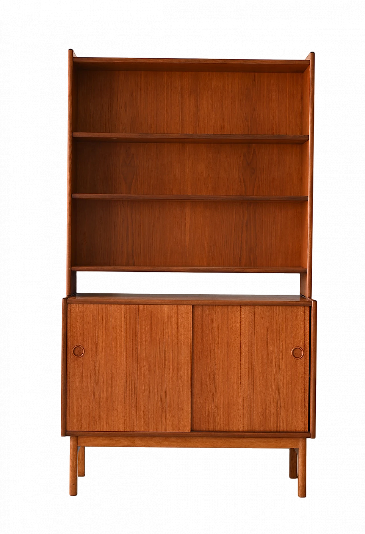 Libreria in teak con credenza ad ante, anni '60 10