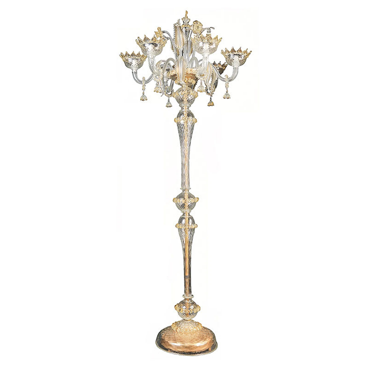 Six lights floor lamp in Murano glass, 1940s 1