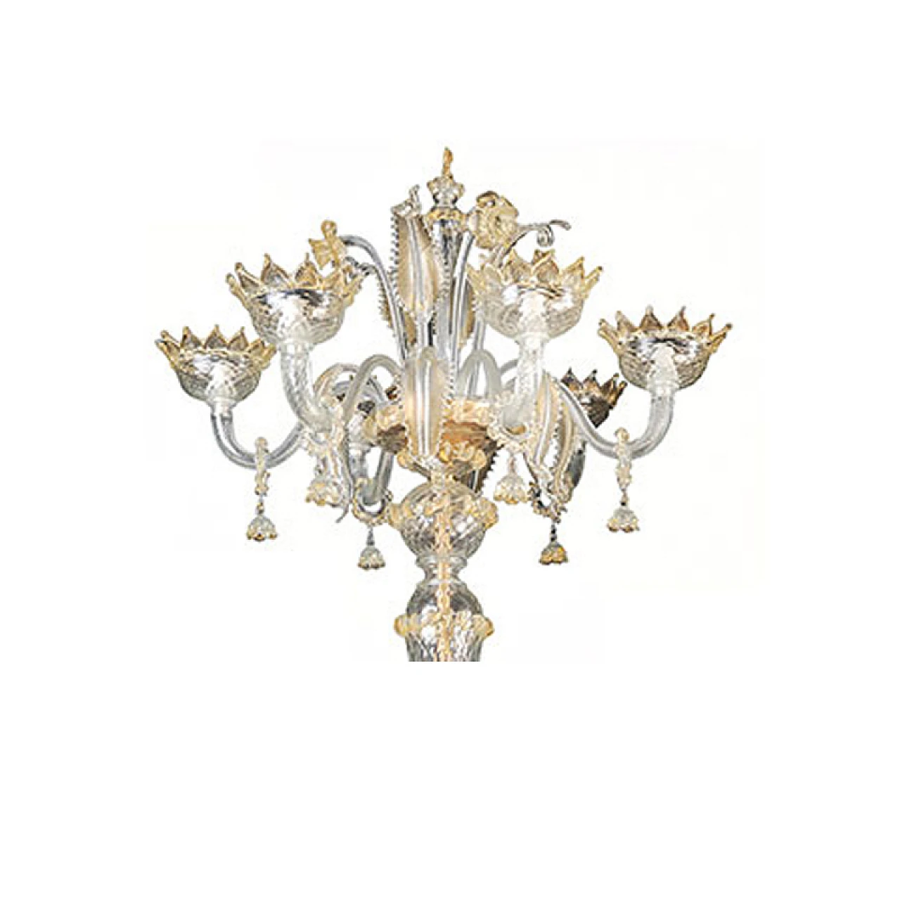 Six lights floor lamp in Murano glass, 1940s 5