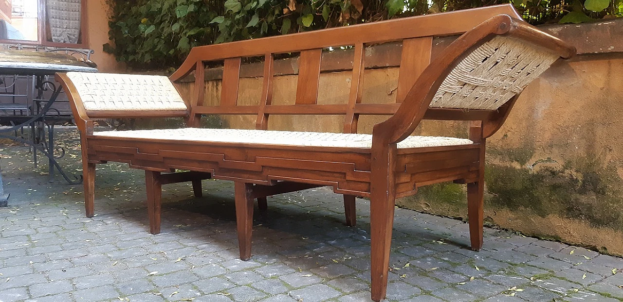 Piedmontese walnut and woven straw sofa, late 18th century 3