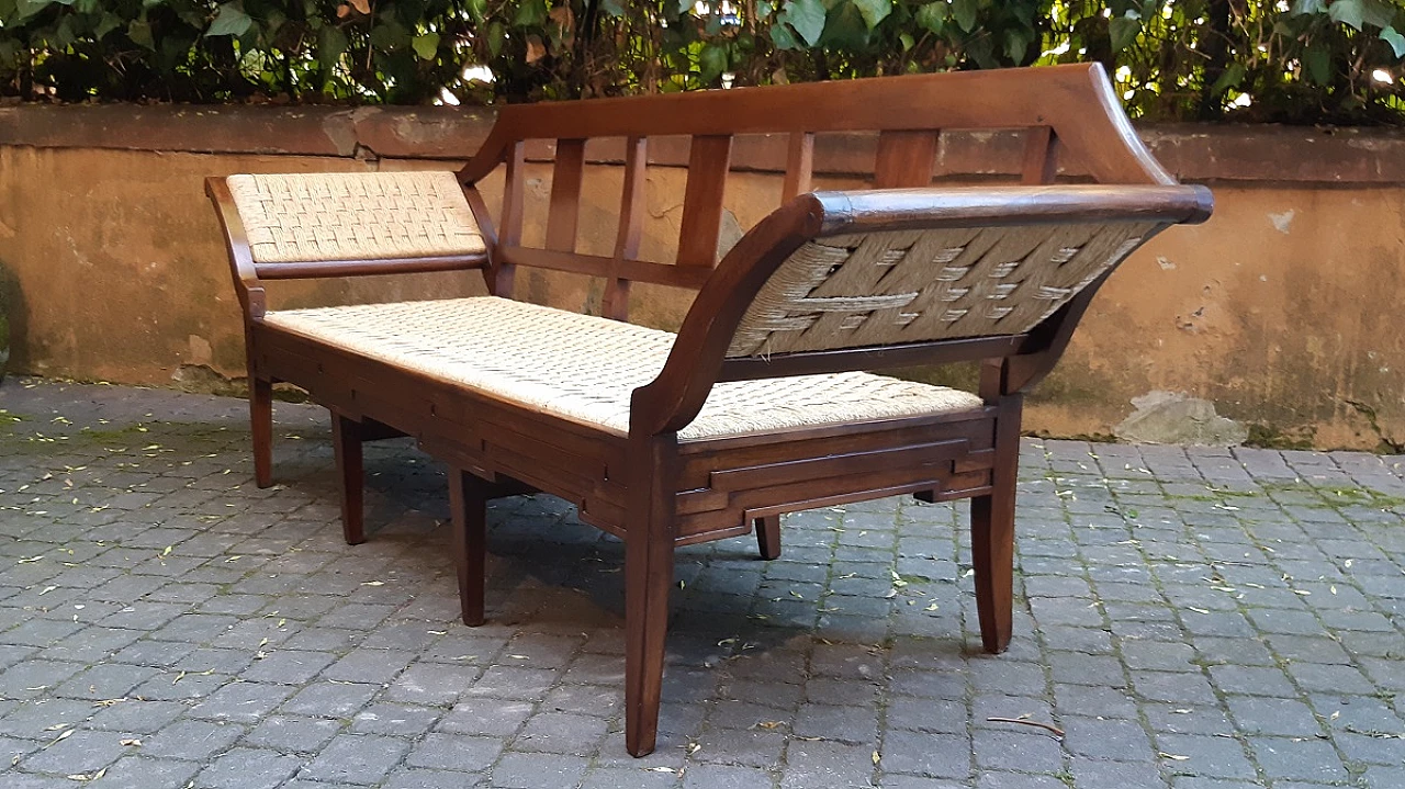 Piedmontese walnut and woven straw sofa, late 18th century 4