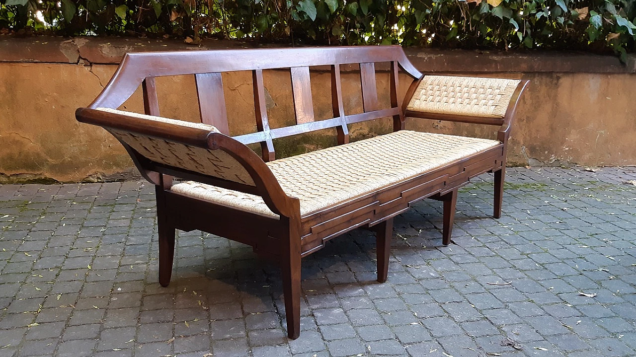 Piedmontese walnut and woven straw sofa, late 18th century 7