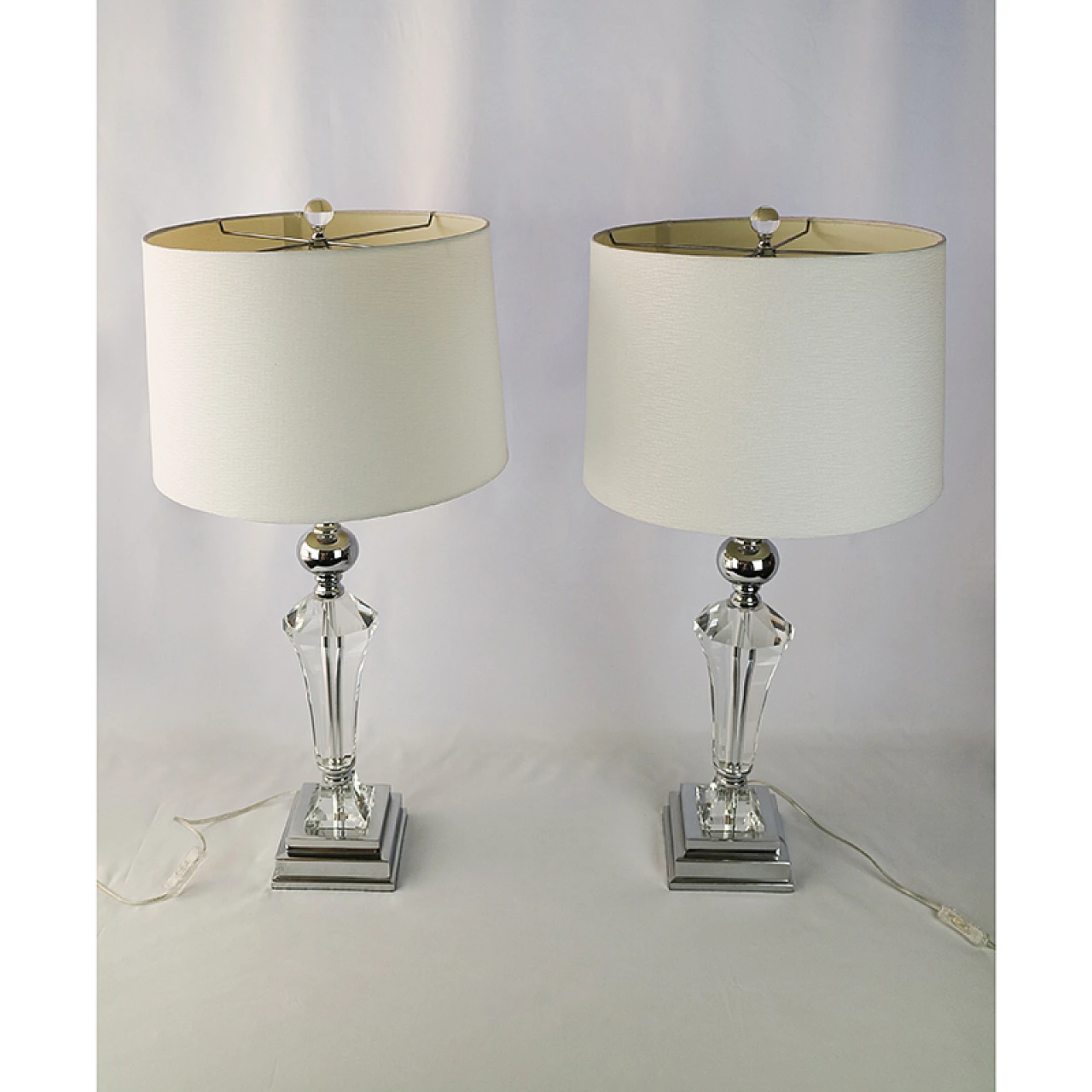 Pair of table lamps in Murano glass and steel, 1980s 2