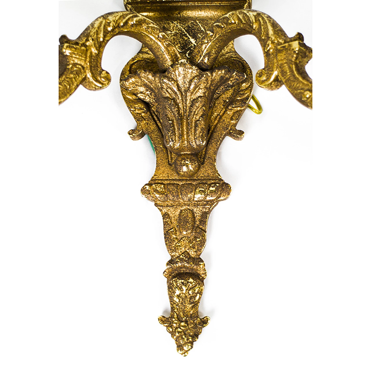 Pair of golden brass wall sconces in Baroque style, 1950s 8