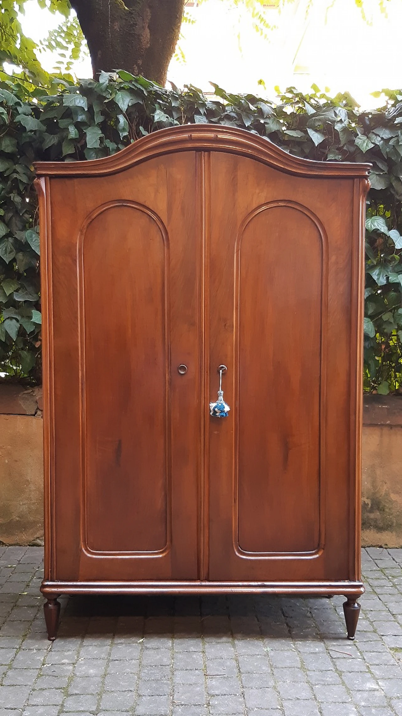 Austrian Biedermeier walnut paneled wardrobe, 19th century 1