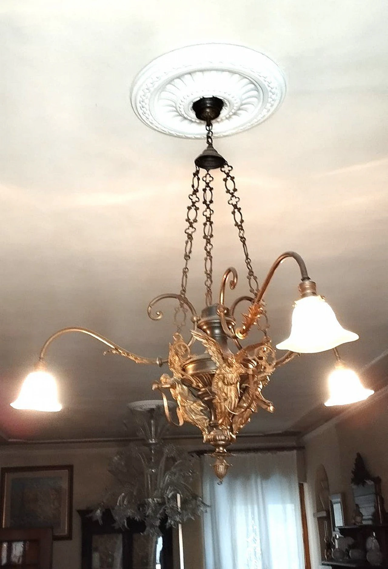 Bronze and brass chandelier, 19th century 4