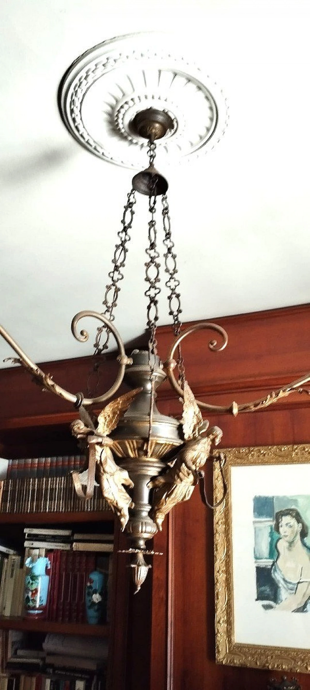 Bronze and brass chandelier, 19th century 7