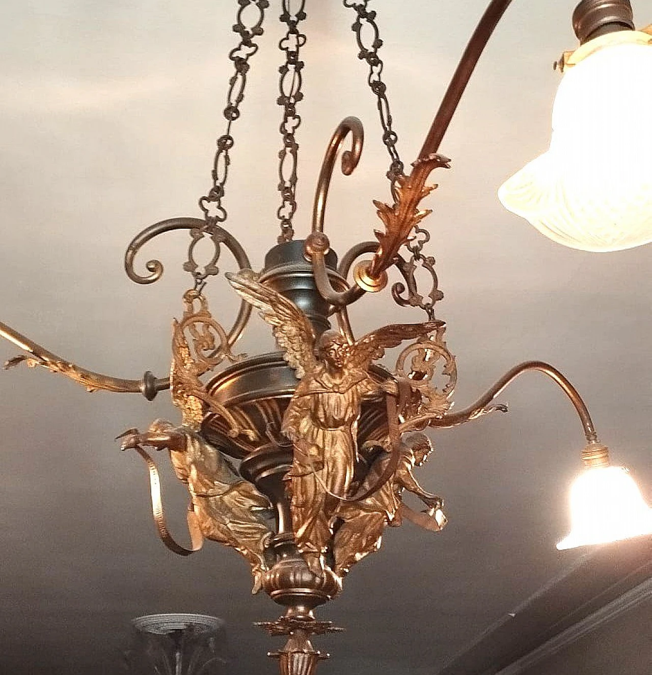 Bronze and brass chandelier, 19th century 8