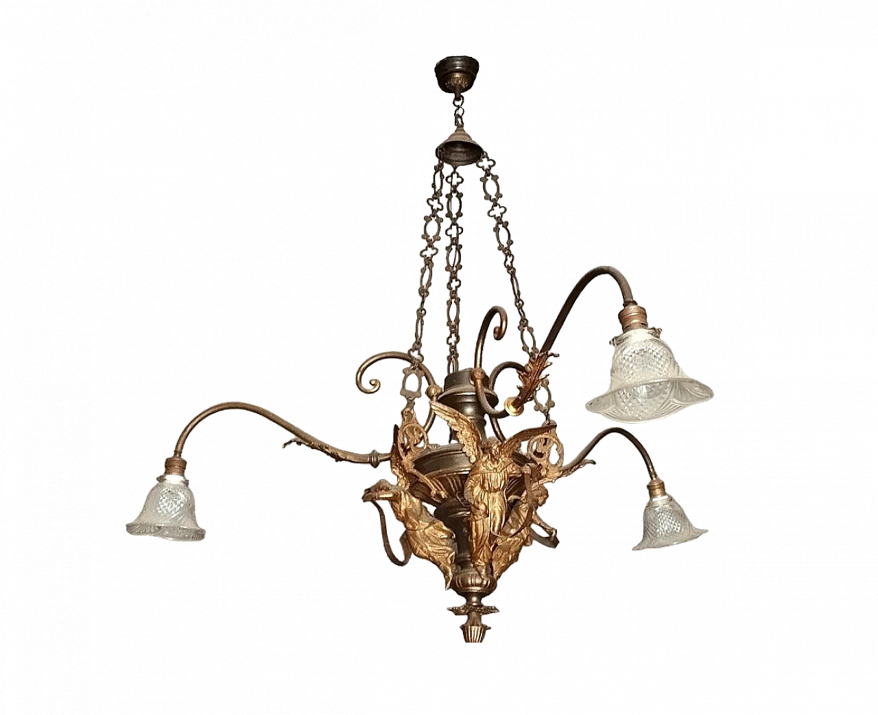 Bronze and brass chandelier, 19th century 10