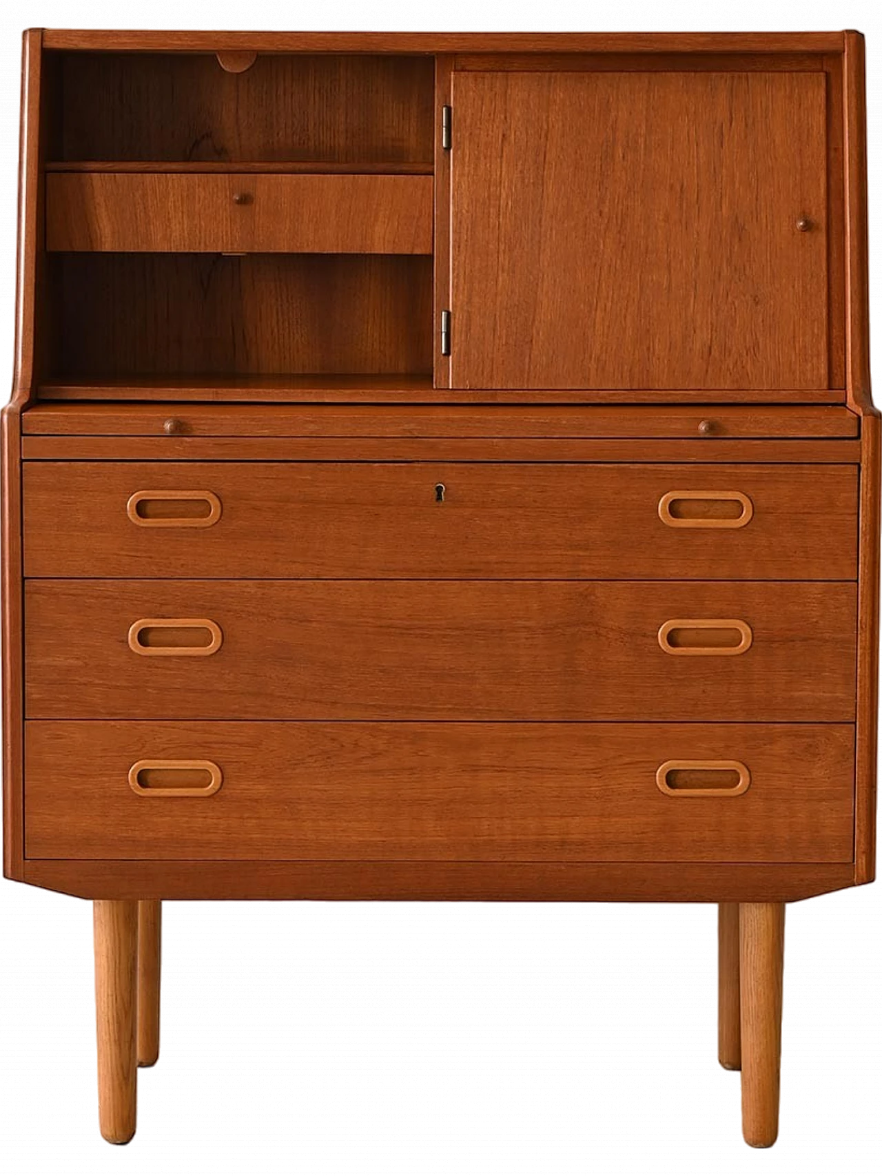 Secretaire danese in teak con scrittoio estraibile, anni '60 15