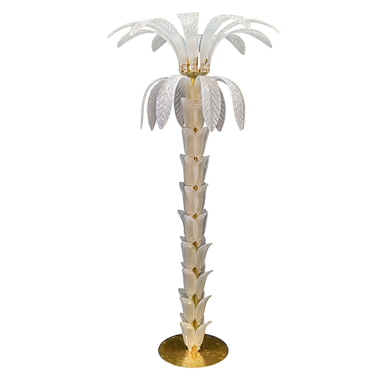 Palm-shaped floor lamp in white Murano glass, 1980s 1