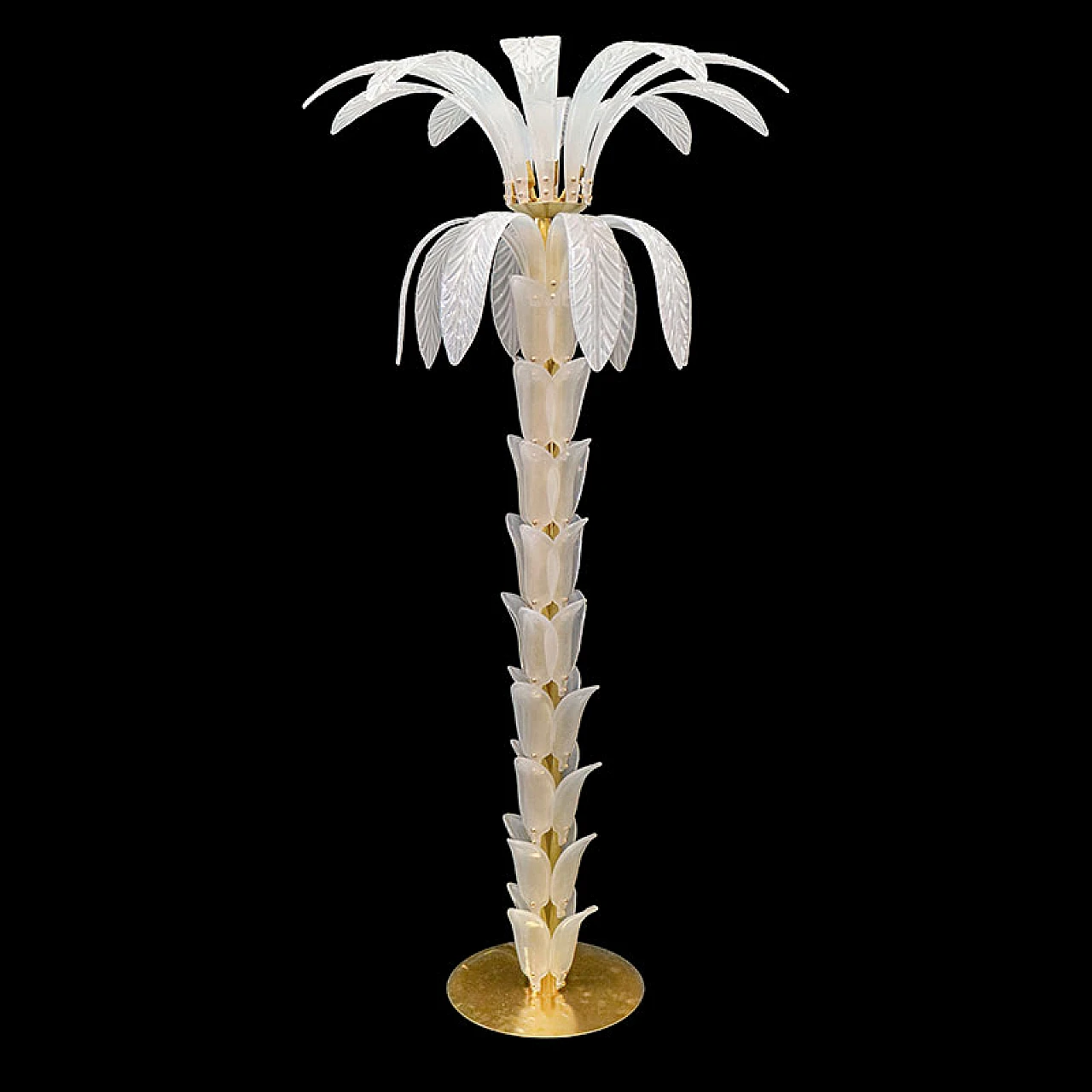 Palm-shaped floor lamp in white Murano glass, 1980s 2