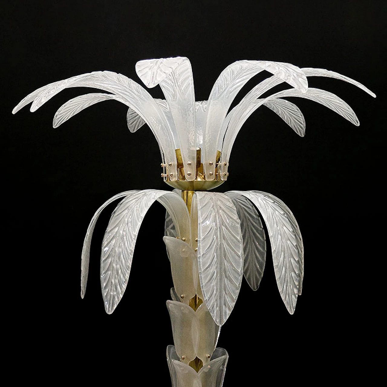 Palm-shaped floor lamp in white Murano glass, 1980s 3