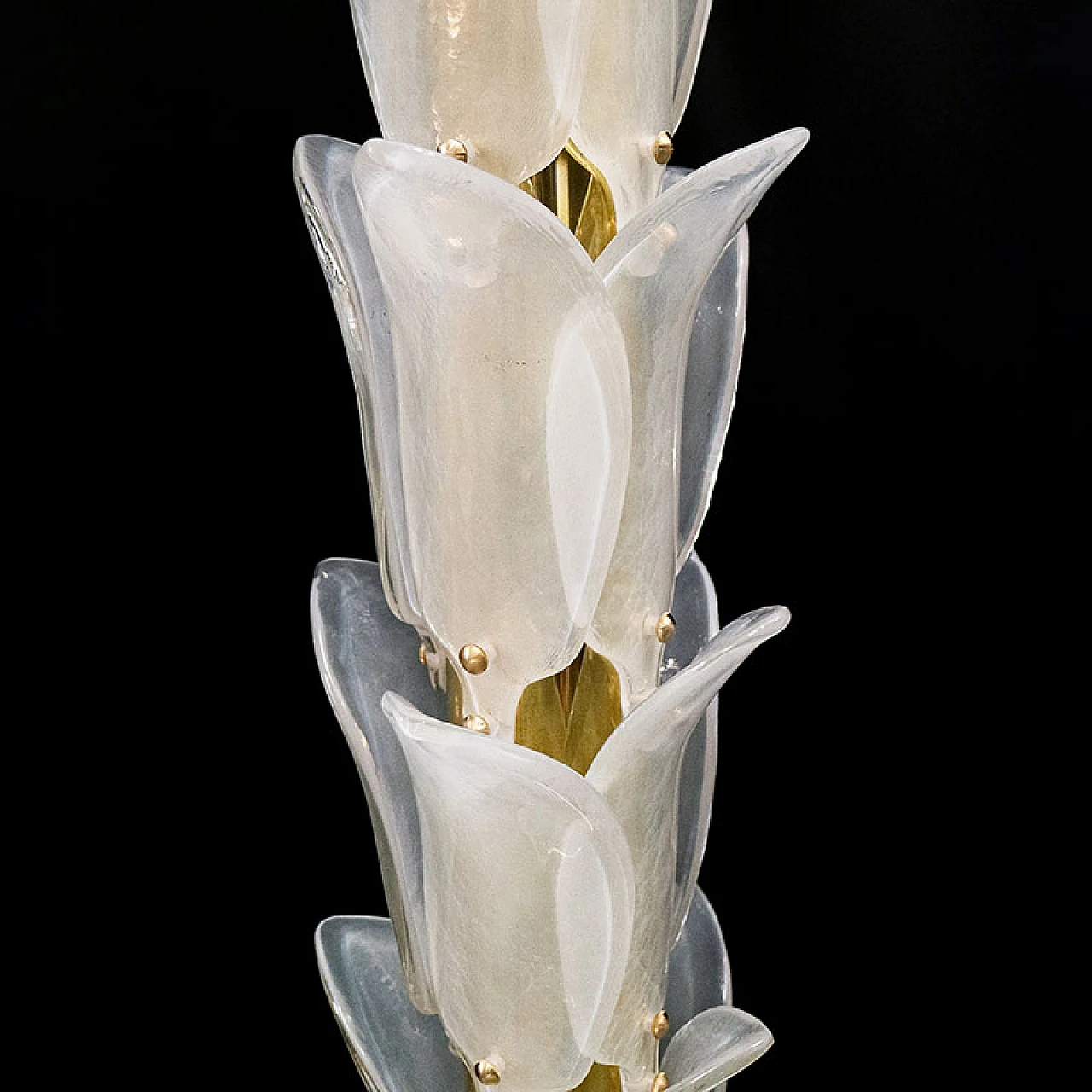 Palm-shaped floor lamp in white Murano glass, 1980s 5