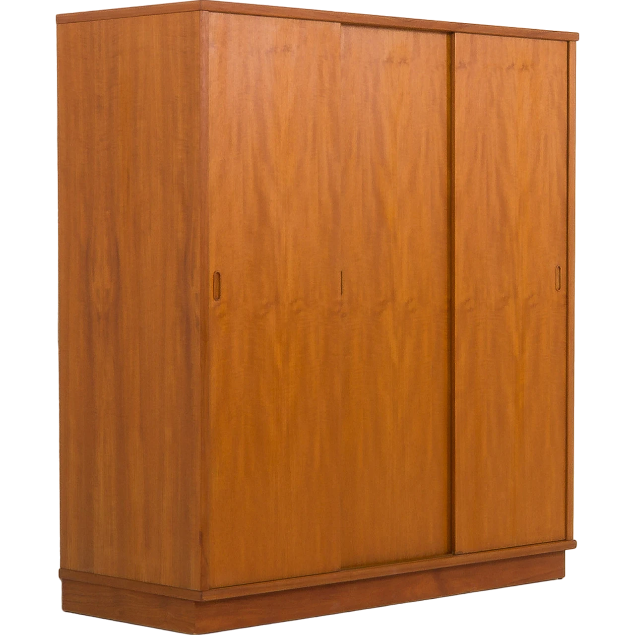 Danish teak wardrobe with three sliding doors, 1970s 2