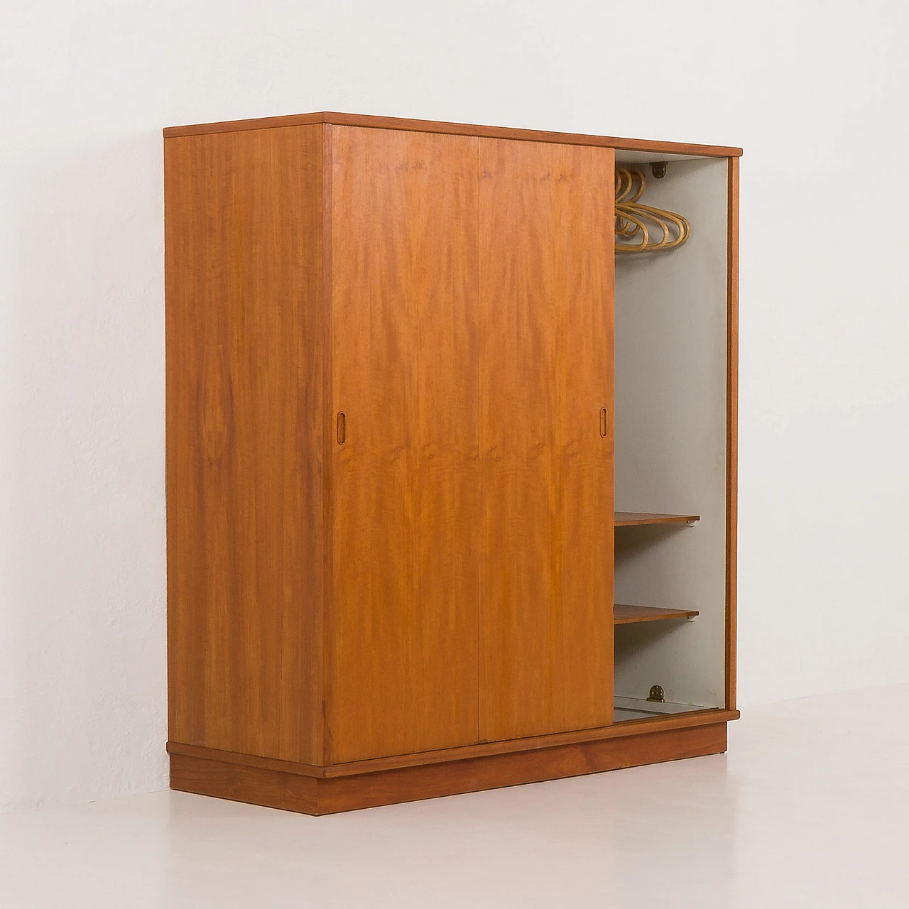 Danish teak wardrobe with three sliding doors, 1970s 7