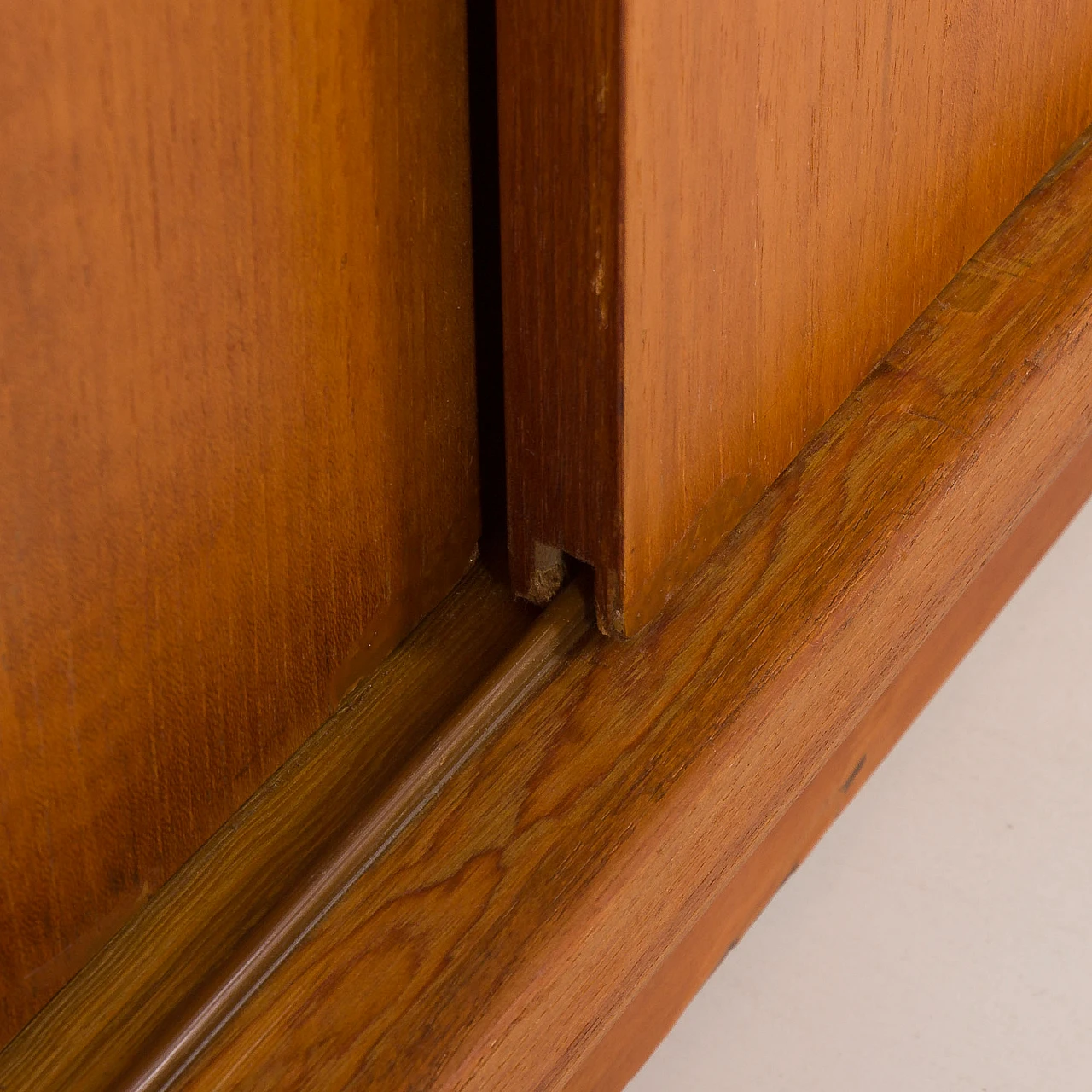 Danish teak wardrobe with three sliding doors, 1970s 13