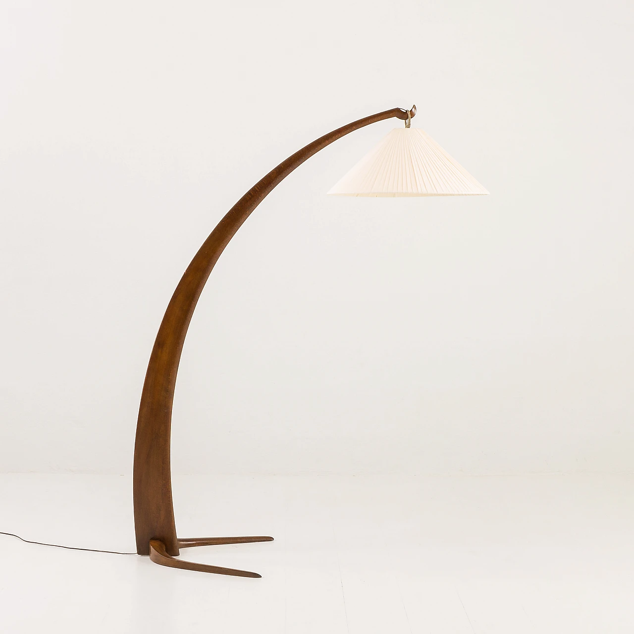 Bent oak arc floor lamp, 1960s 1