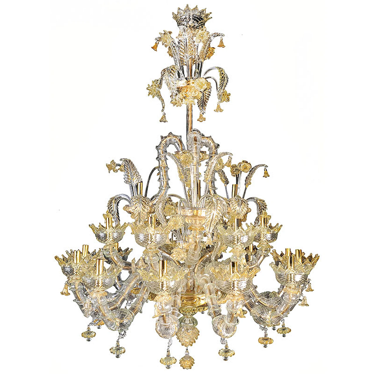 Murano glass chandelier with golden crystal details, 1930s 1