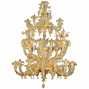 Rezzonico style chandelier in 24 karat gold leaf, 1920s