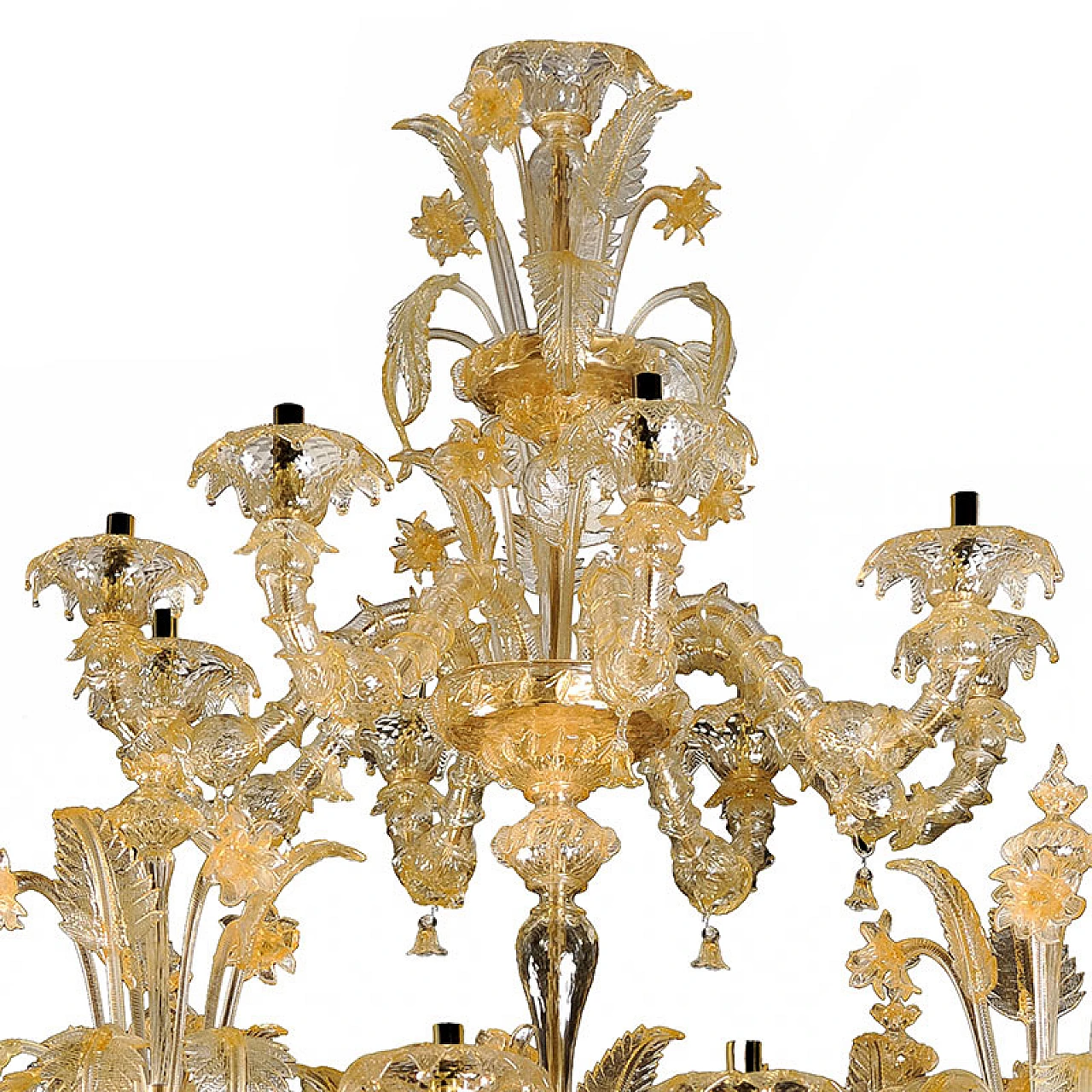 Rezzonico style chandelier in 24 karat gold leaf, 1920s 7