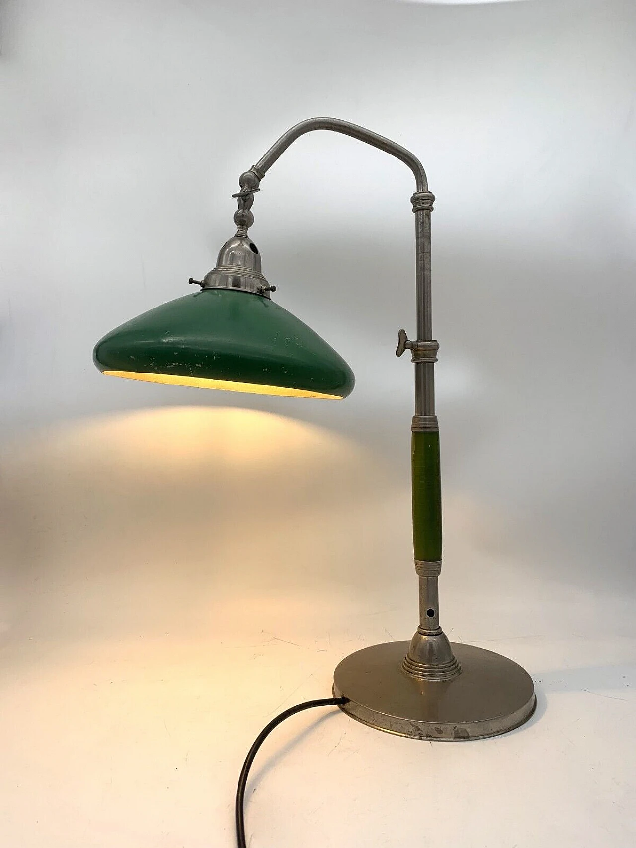 Metal and sheet metal ministerial table lamp, 1940s 4