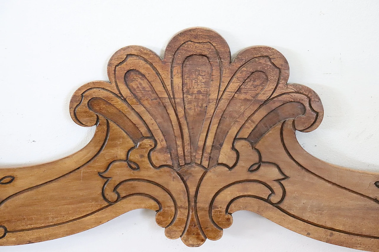 Carved solid walnut wood bench, 19th century 4