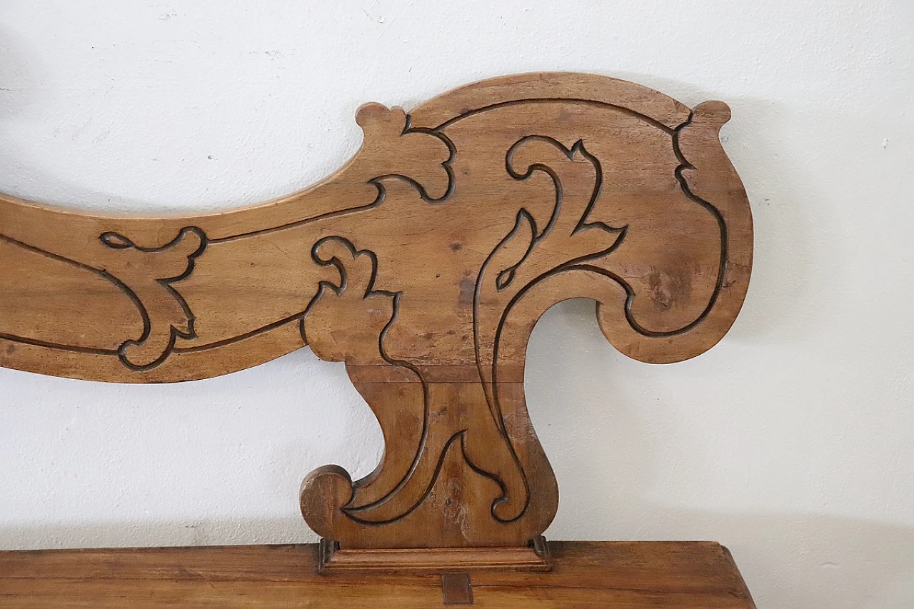 Carved solid walnut wood bench, 19th century 5