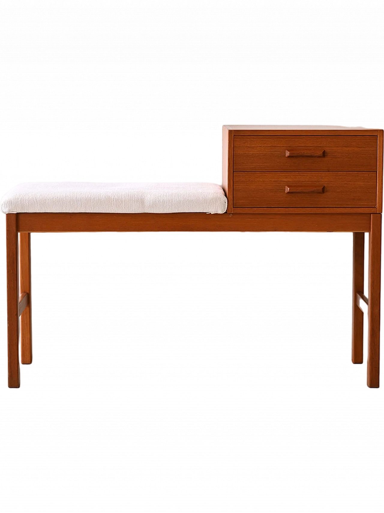 Wooden bench with upholstered seat, 1960s 12