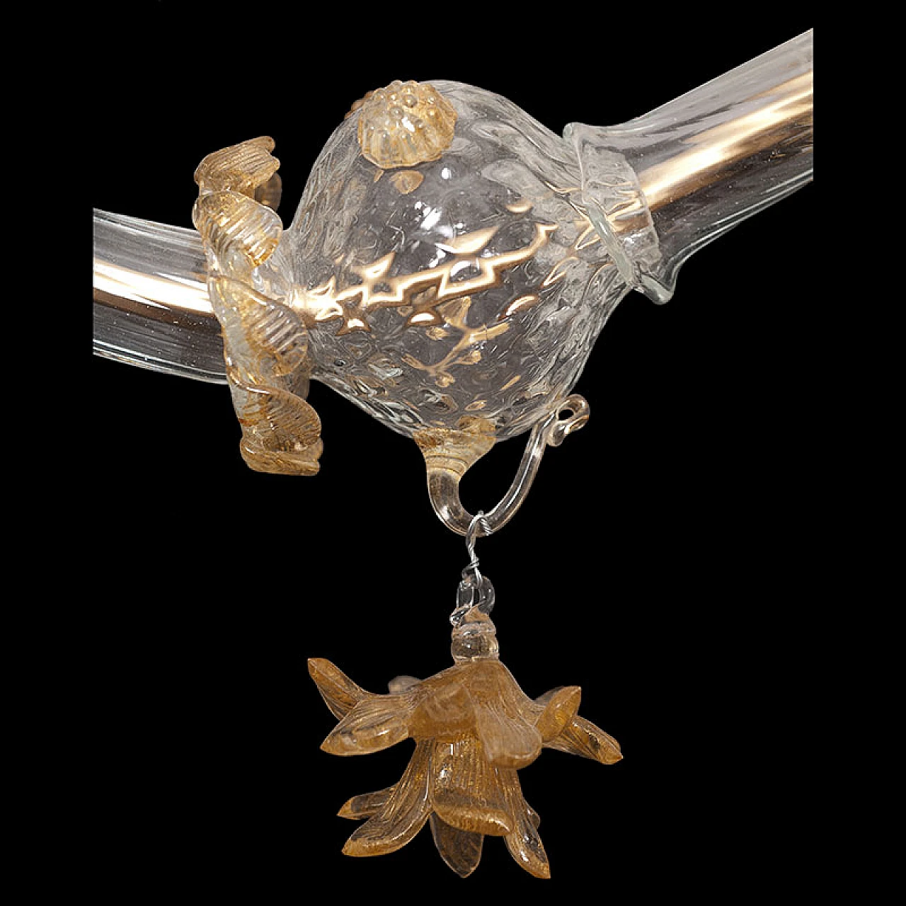 Rezzonico chandelier in crystal & golden Murano glass, 1920s 9