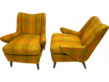 Pair of patterned fabric armchairs, 1960s