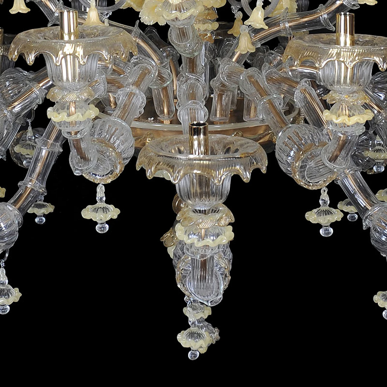 Rezzonico chandelier in Murano glass & yellow flowers, 1920s 3