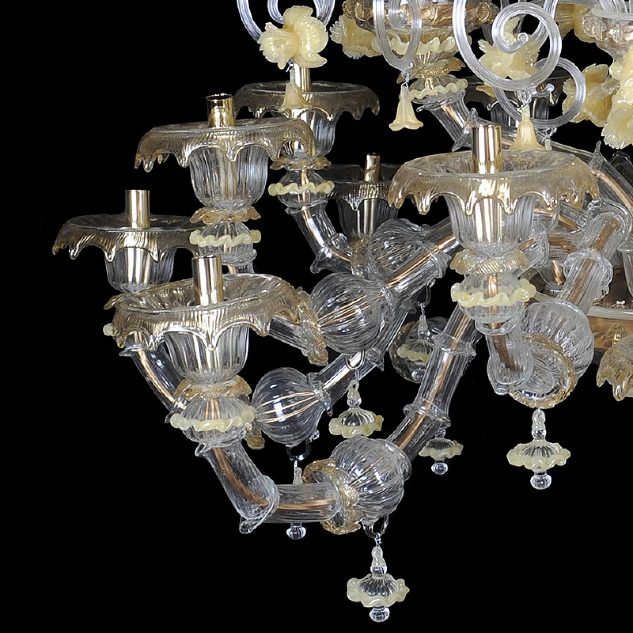 Rezzonico chandelier in Murano glass & yellow flowers, 1920s 5