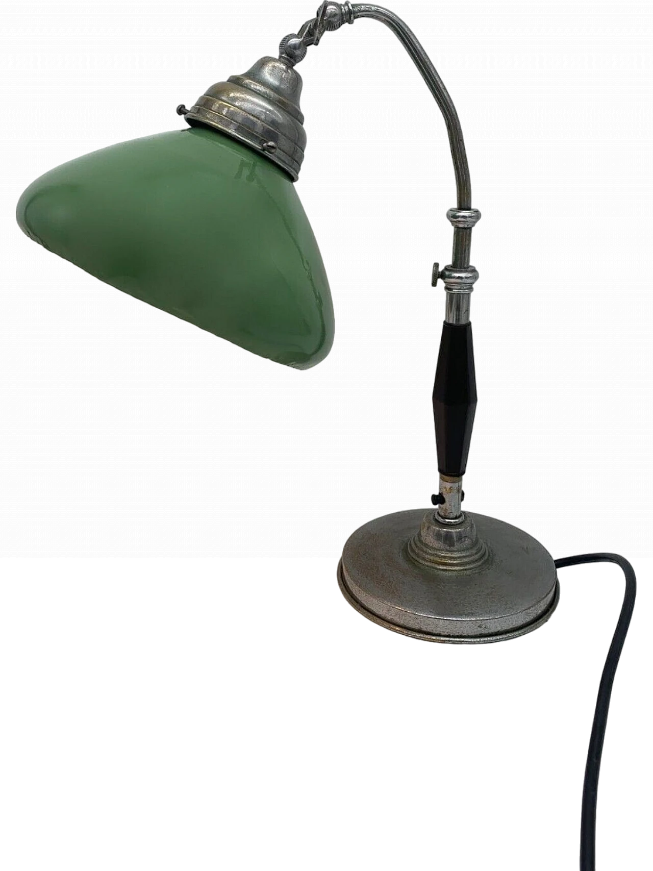 Green and chrome metal ministerial table lamp, 1940s 2