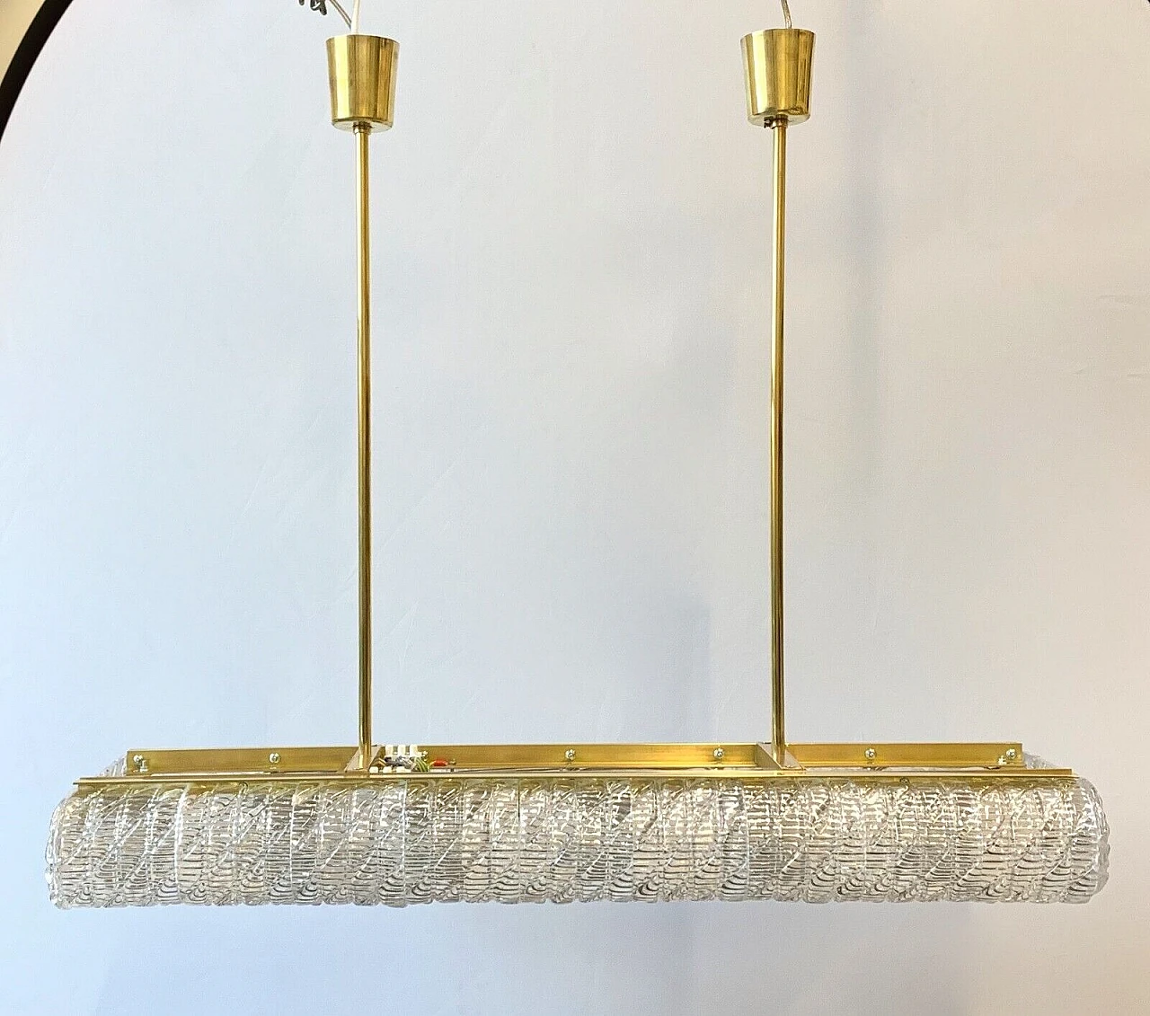 Brass and transparent Murano glass chandelier 1