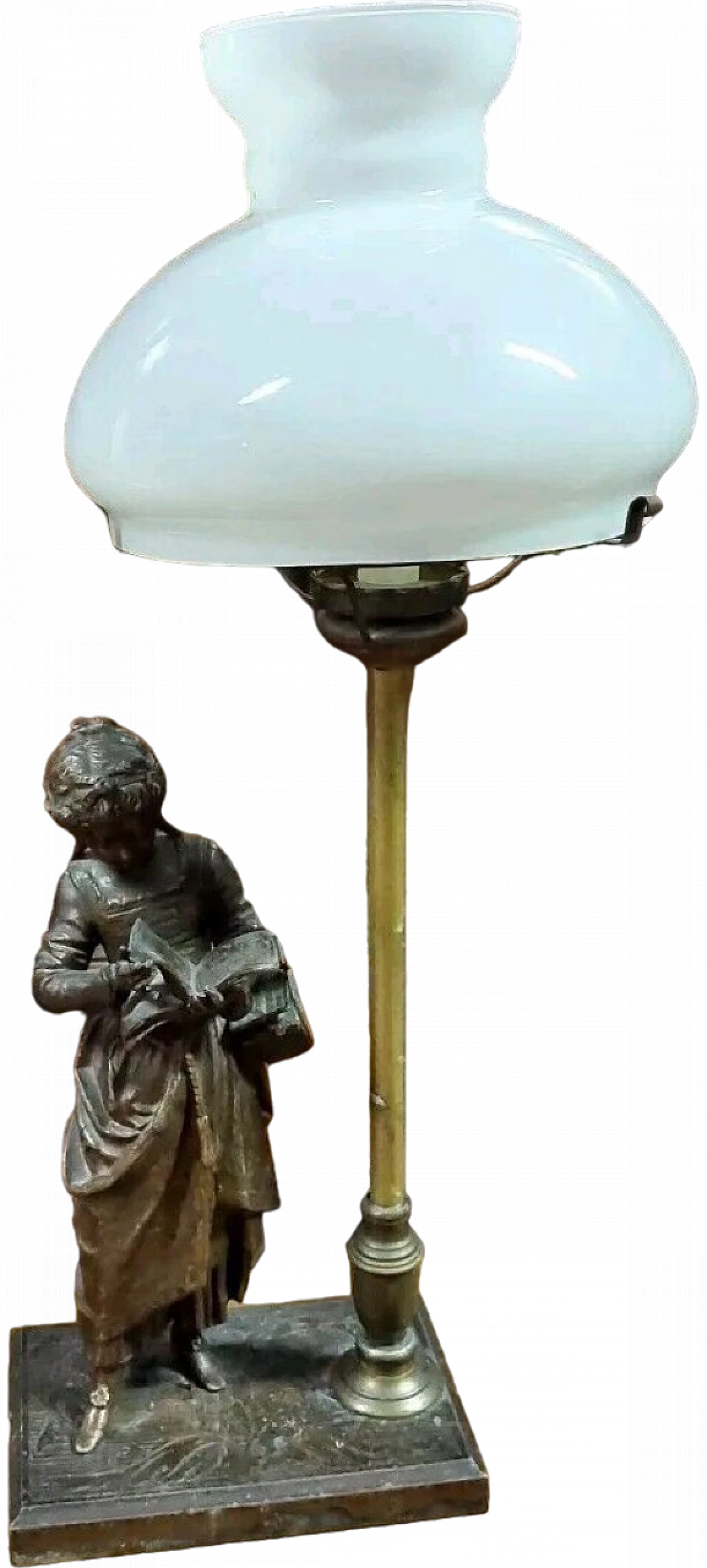 Art Nouveau table lamp with antimony dame, early 20th century 2