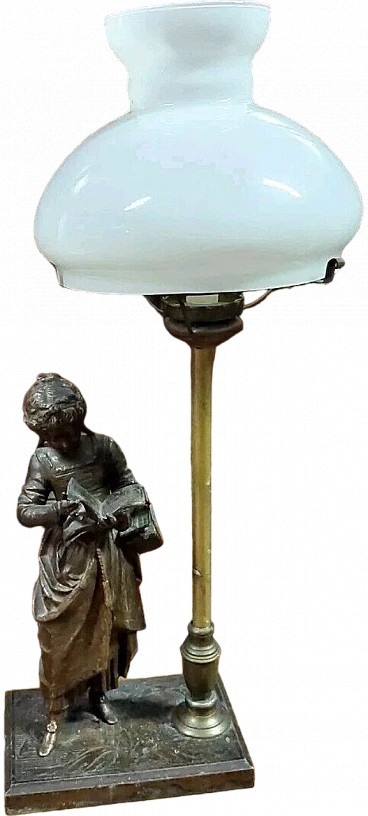 Art Nouveau table lamp with antimony dame, early 20th century