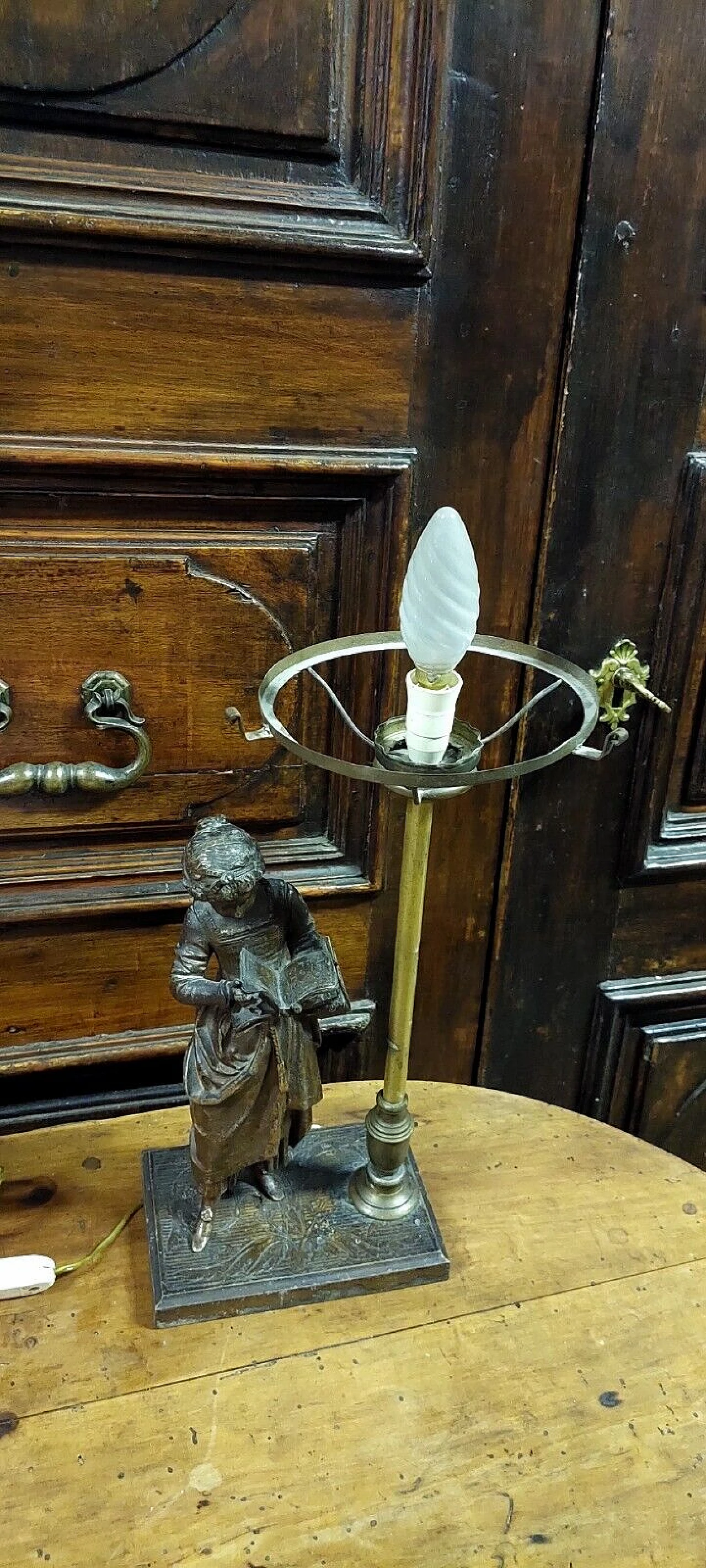 Art Nouveau table lamp with antimony dame, early 20th century 11