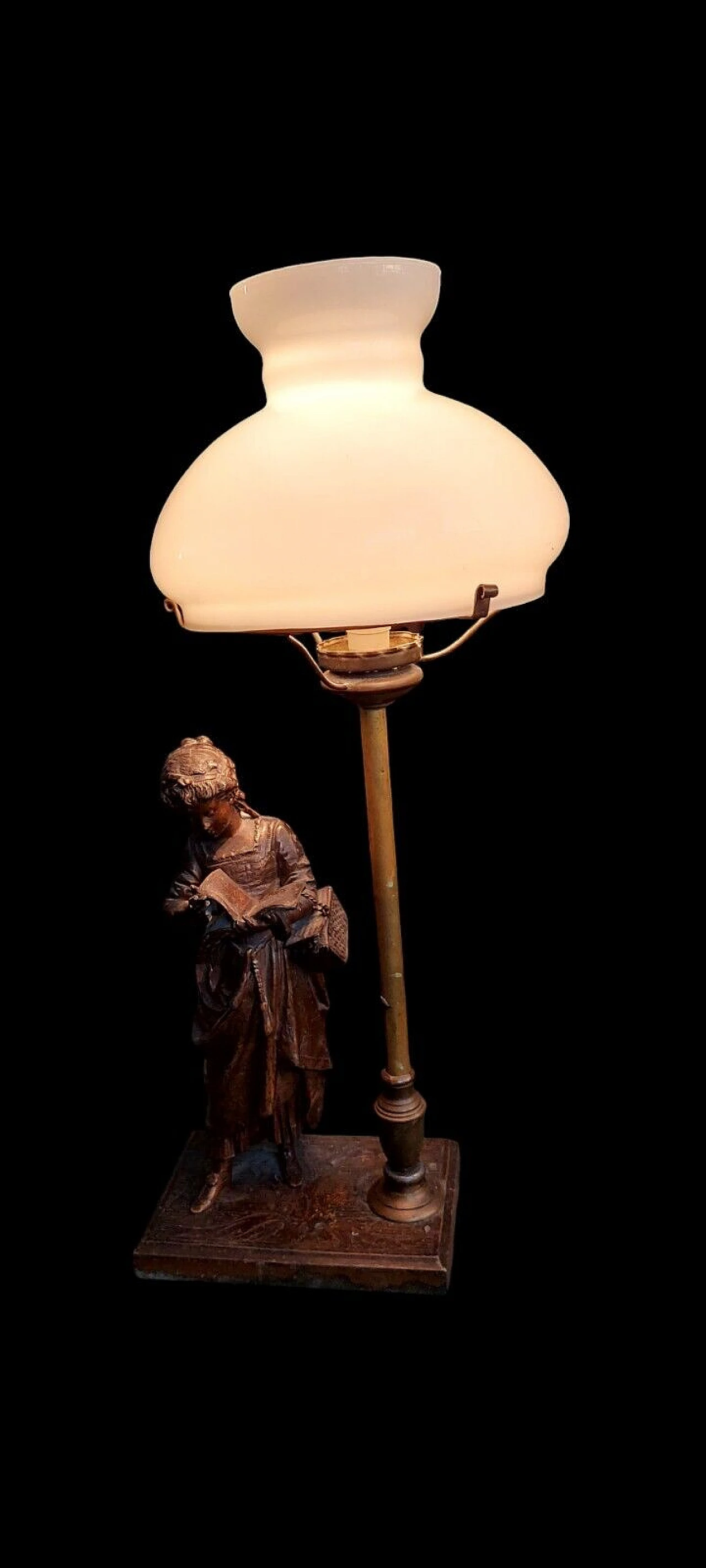 Art Nouveau table lamp with antimony dame, early 20th century 13