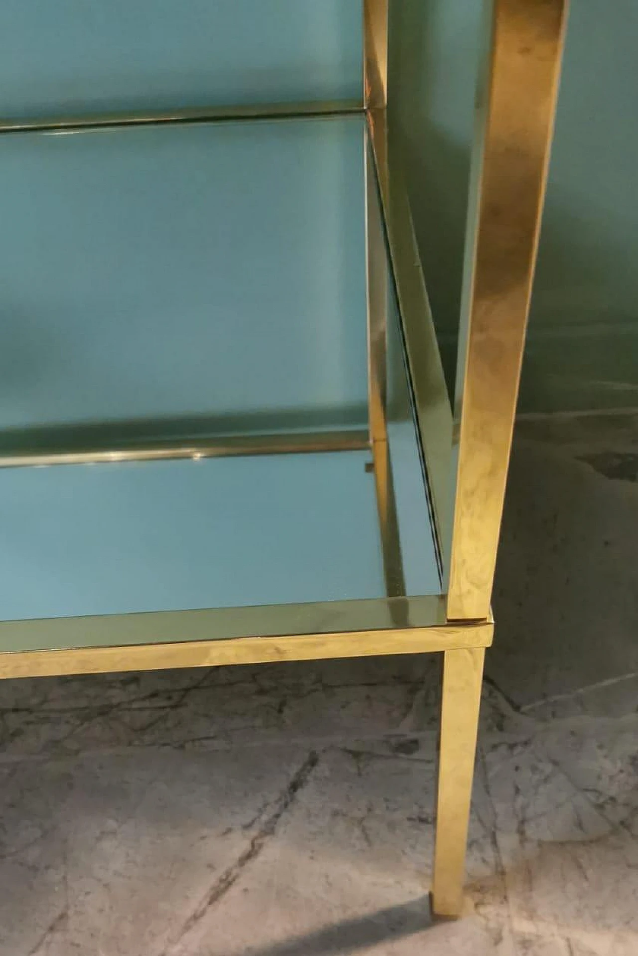 Pair of brass coffee tables with glass tops and mirror, 1970s 15