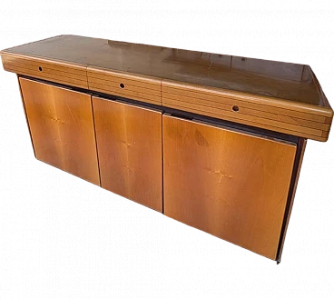 Credenza in ciliegio, rovere ed ebano nello stile di Maxalto, anni '70