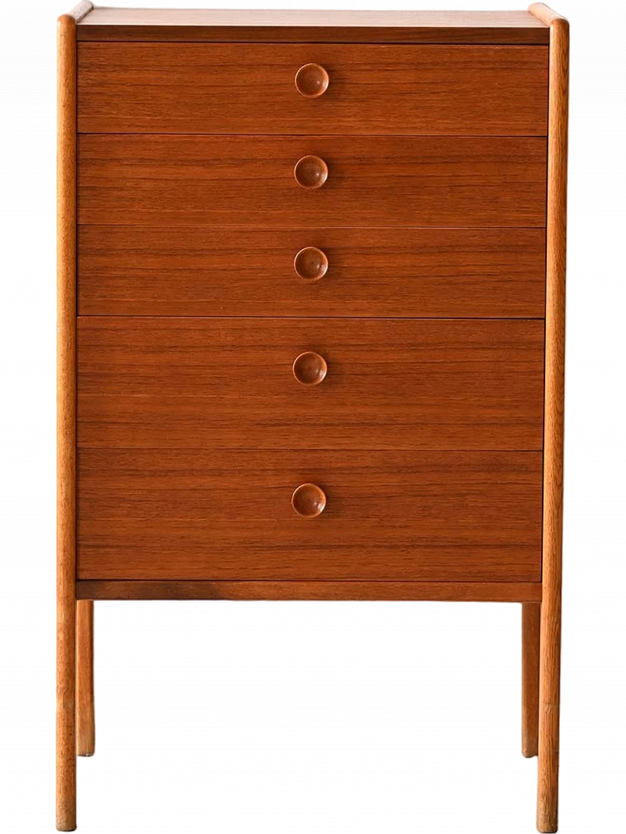 Scandinavian teak and birch chest of drawers, 1960s 12