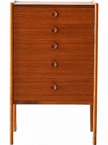 Scandinavian teak and birch chest of drawers, 1960s