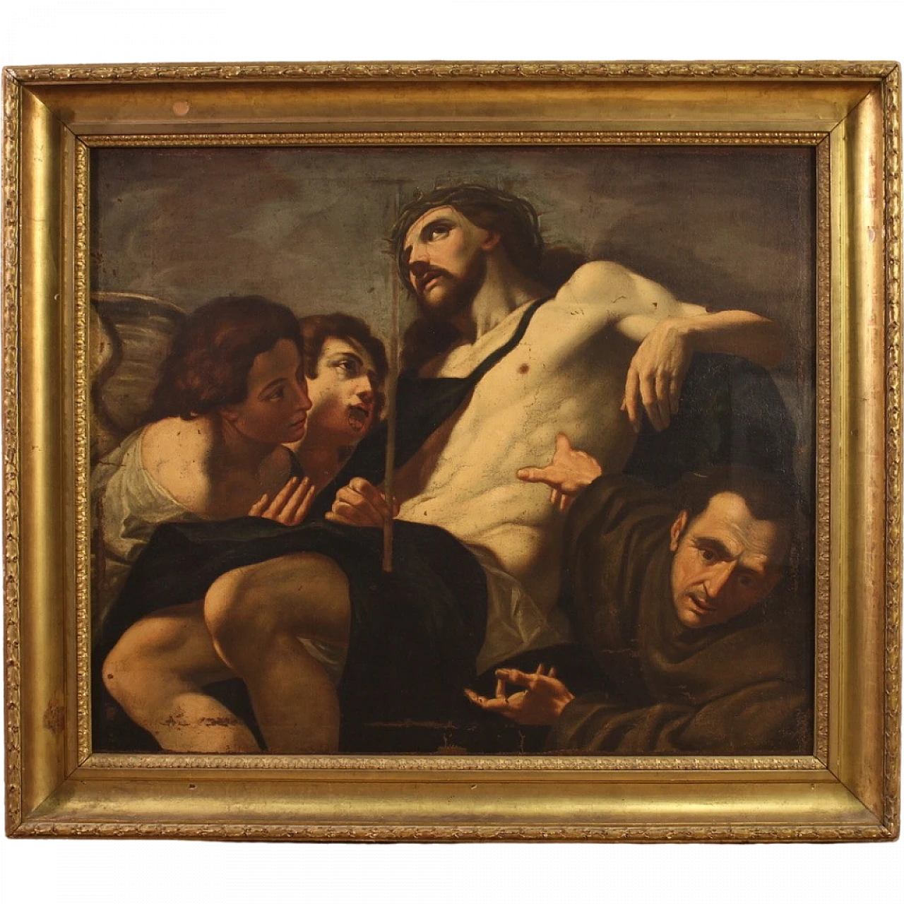 Christ loved by angels and saint, oil painting on canvas, 17th century 16