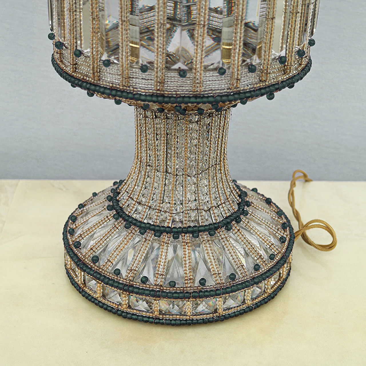 Pair of Art Déco table lamps in glass & metal, 1940s 3