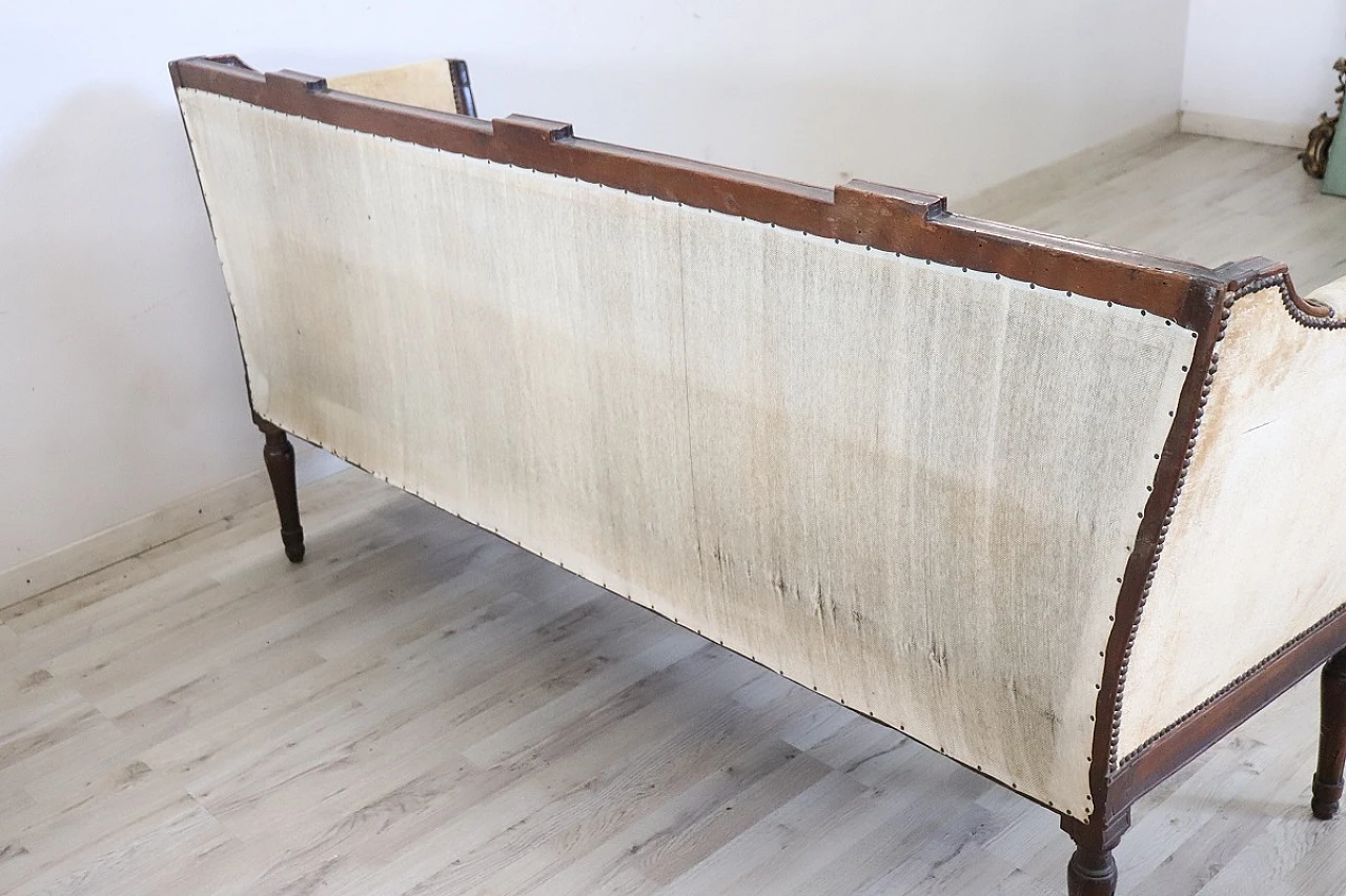 Walnut sofa with padded seat & velvet upholstery, 18th century 8