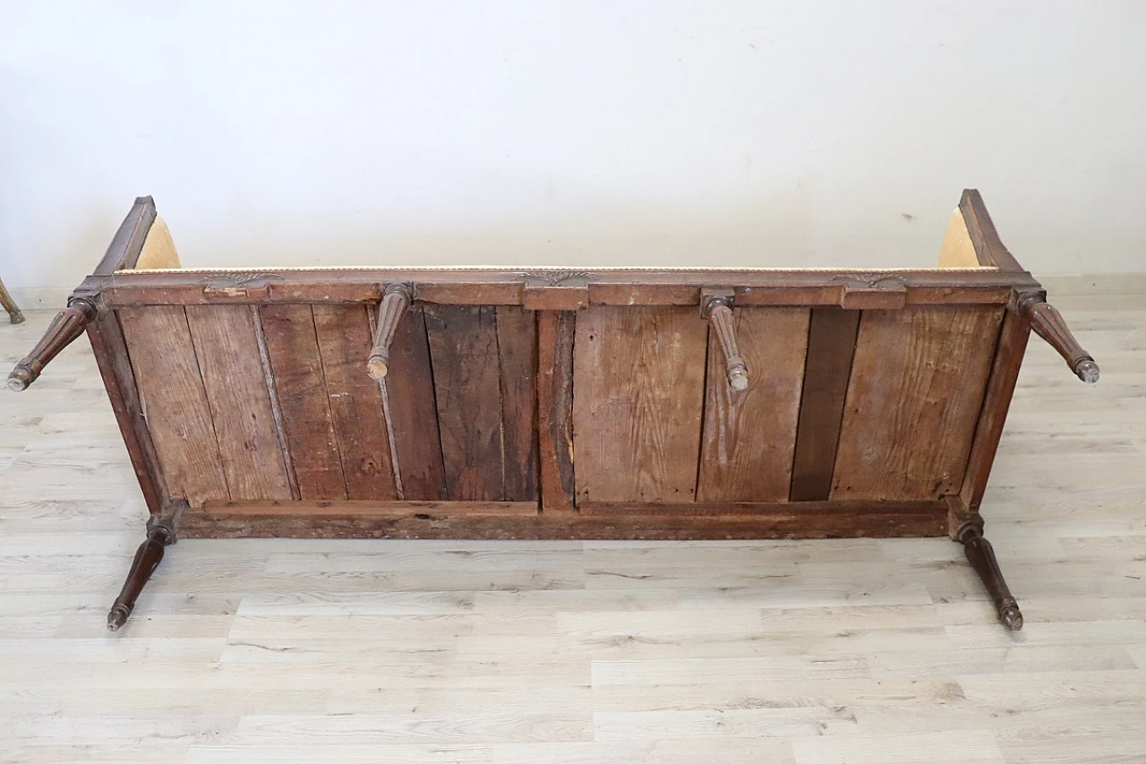 Walnut sofa with padded seat & velvet upholstery, 18th century 9