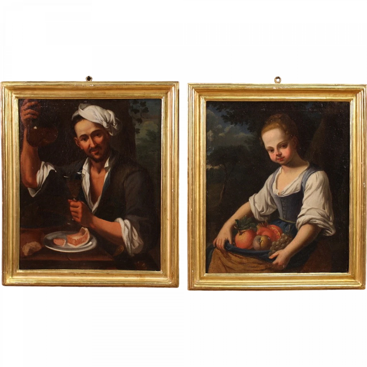 Pair of paintings of popular characters, oil on cavas, 18th century 16