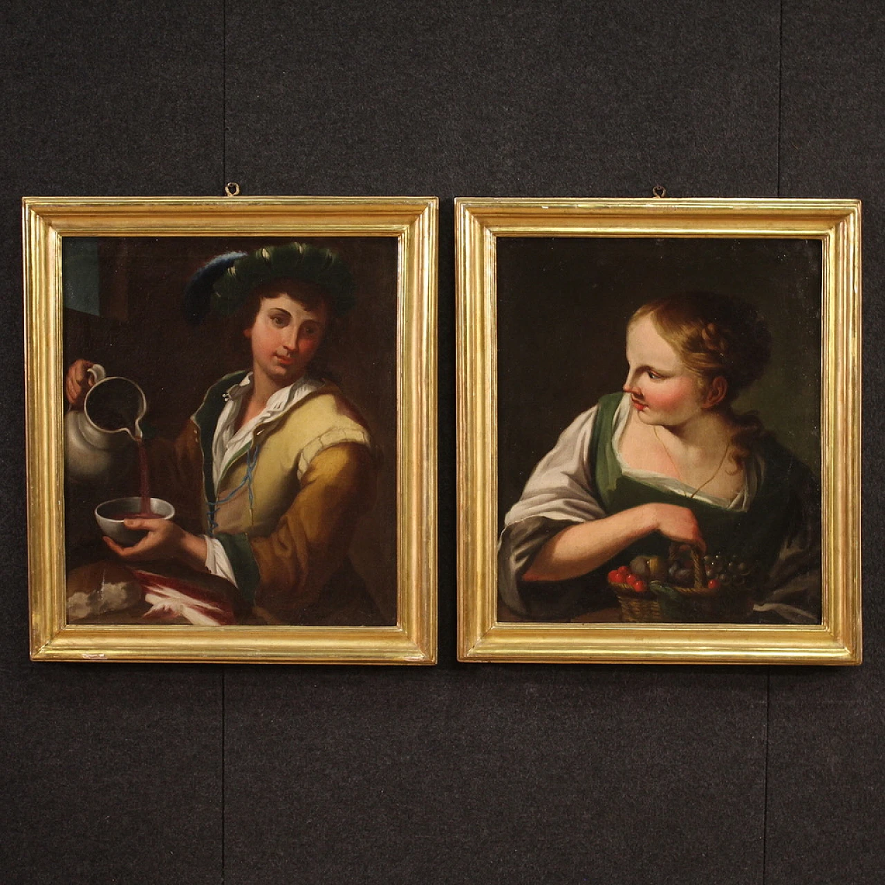 Attributed to Morosi, pair of paintings, olil on canvas, 18th century 1