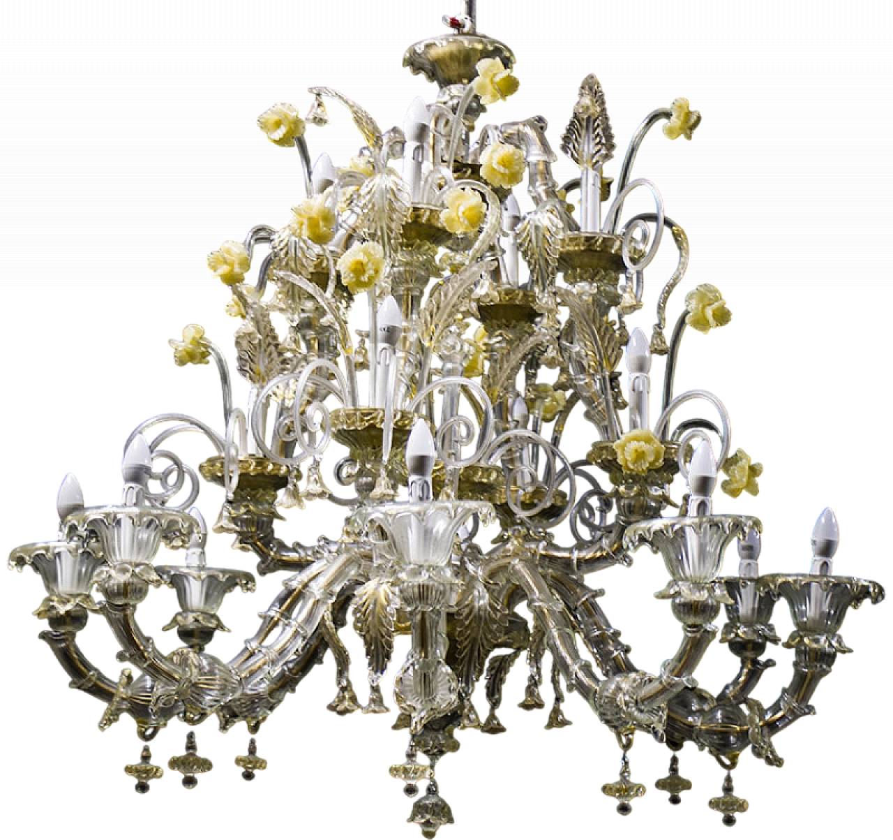 Chandelier with sixteen lights in Murano glass, 1950s 9